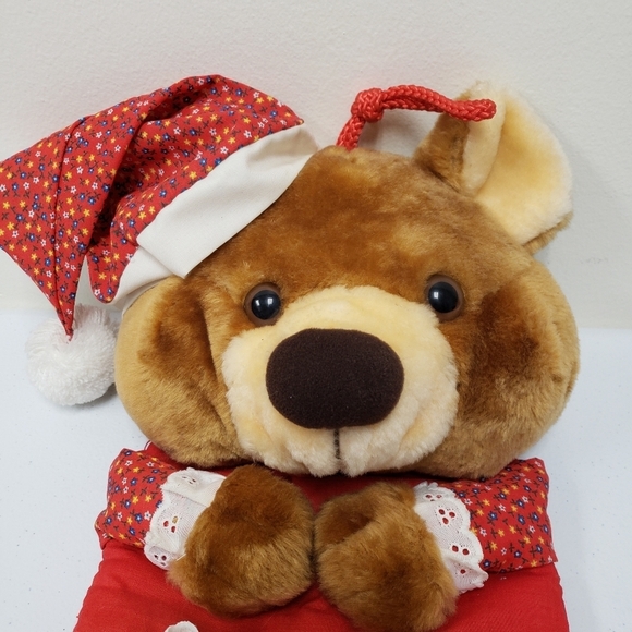 Smithy 22" Bear Christmas Holiday Stocking Vintage Santa Christmas Trees - Picture 9 of 9